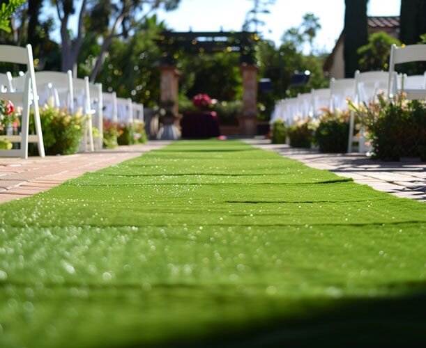 rented artificial turf at a wedding ceremony